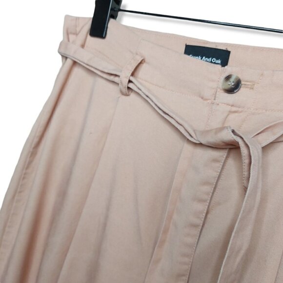 𝅺FRANK & Oak High-Waisted Blush Belted Trousers Size 6 - Picture 6 of 8